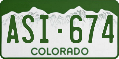 CO license plate ASI674