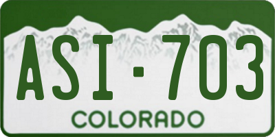 CO license plate ASI703