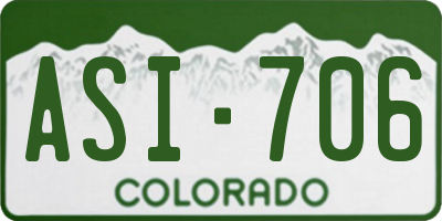 CO license plate ASI706