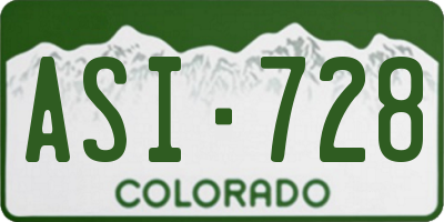 CO license plate ASI728