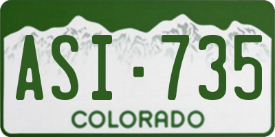 CO license plate ASI735