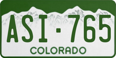 CO license plate ASI765