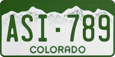 CO license plate ASI789