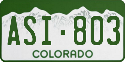 CO license plate ASI803