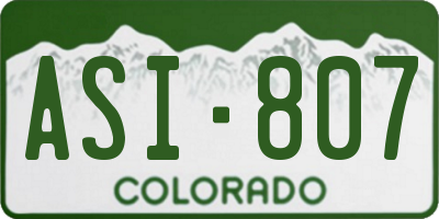 CO license plate ASI807