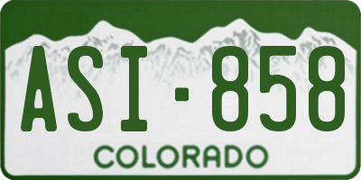 CO license plate ASI858