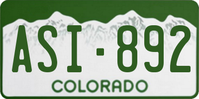 CO license plate ASI892