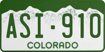 CO license plate ASI910
