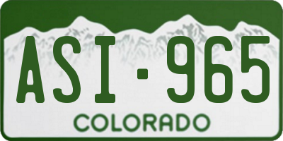 CO license plate ASI965