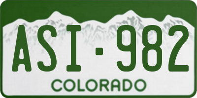 CO license plate ASI982