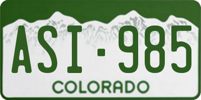 CO license plate ASI985