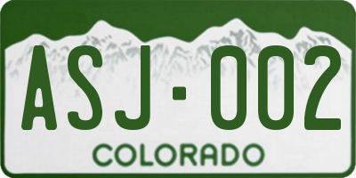 CO license plate ASJ002
