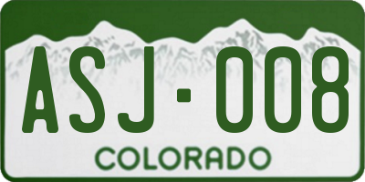 CO license plate ASJ008