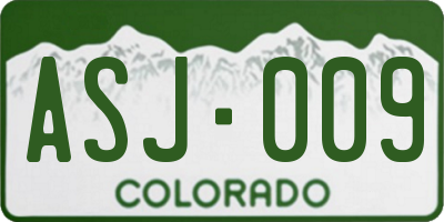 CO license plate ASJ009