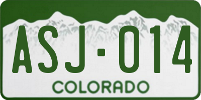 CO license plate ASJ014