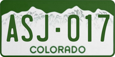 CO license plate ASJ017