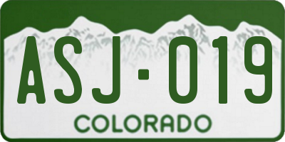 CO license plate ASJ019