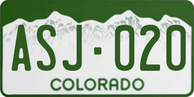 CO license plate ASJ020