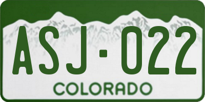 CO license plate ASJ022