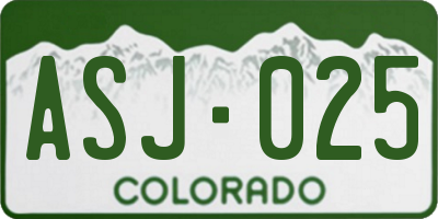 CO license plate ASJ025