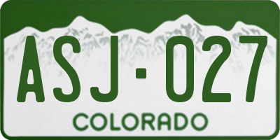 CO license plate ASJ027