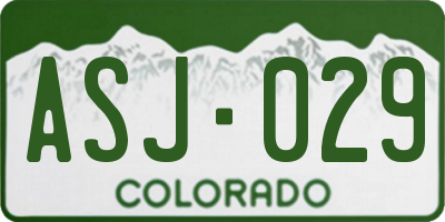 CO license plate ASJ029