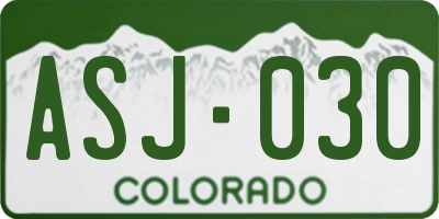 CO license plate ASJ030