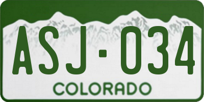 CO license plate ASJ034