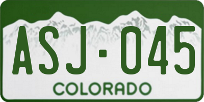 CO license plate ASJ045