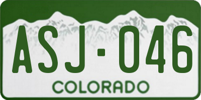 CO license plate ASJ046
