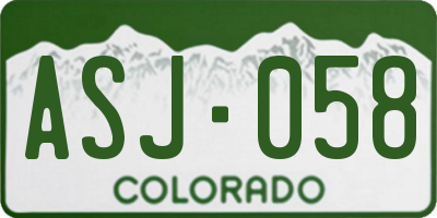 CO license plate ASJ058