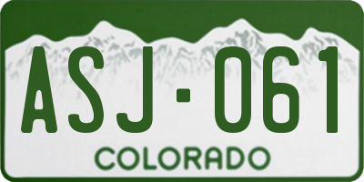 CO license plate ASJ061