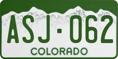 CO license plate ASJ062