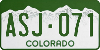 CO license plate ASJ071