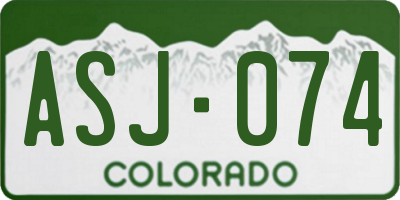 CO license plate ASJ074