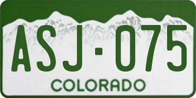 CO license plate ASJ075