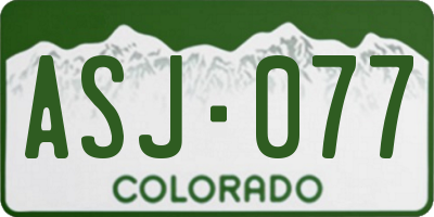 CO license plate ASJ077