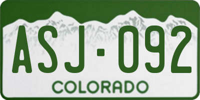 CO license plate ASJ092