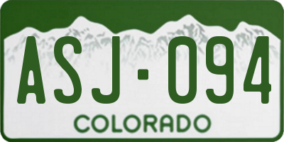 CO license plate ASJ094