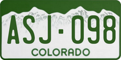 CO license plate ASJ098