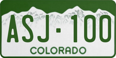 CO license plate ASJ100