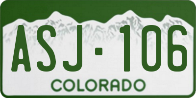 CO license plate ASJ106