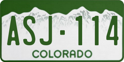CO license plate ASJ114