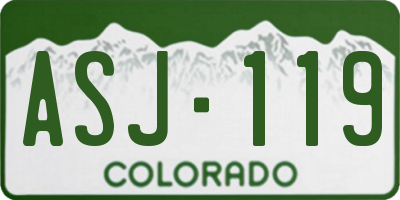 CO license plate ASJ119