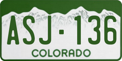 CO license plate ASJ136