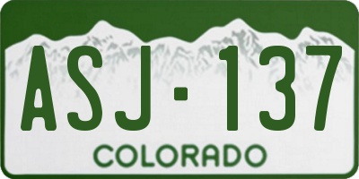CO license plate ASJ137