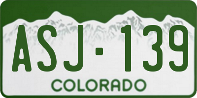 CO license plate ASJ139
