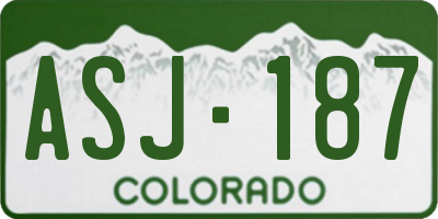 CO license plate ASJ187