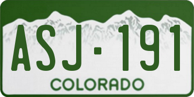 CO license plate ASJ191