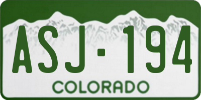 CO license plate ASJ194